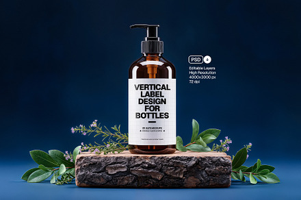 Vertical Label & Business Card Mocku