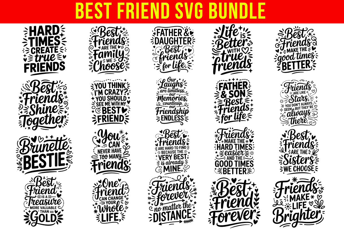 20 Best Friend SVG Bundle, an Object Graphic by himelgfx (Photo 1 of 7)