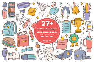 Hand Drawn School Supplies Doodles