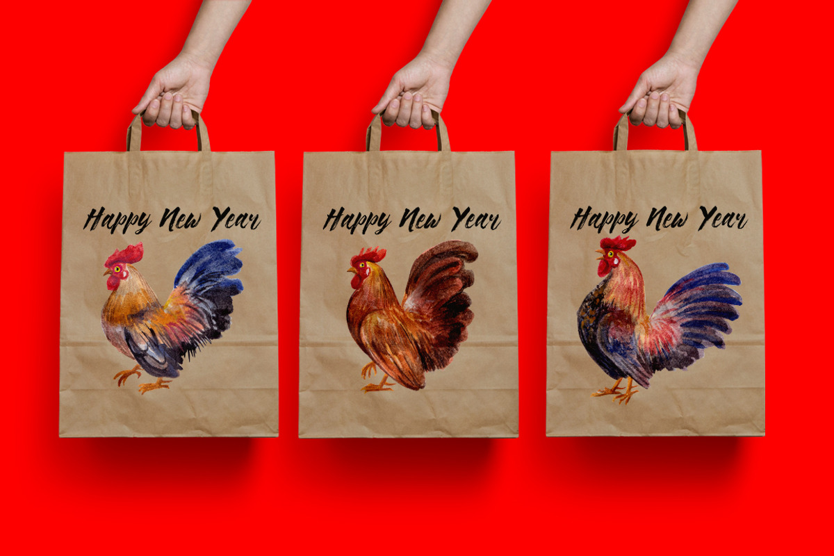 watercolor roosters family & 2017, an Animal Illustration by Graphobia (Photo 13 of 13)