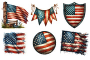 Vintage Grunge American Flag Clipart, an Illustration by SinaCreation (Thumbnail 2 of 5)