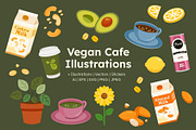Vegan Cafe Illustrations, a Food Illustration by ThePixelLibrary (Thumbnail 1 of 8)