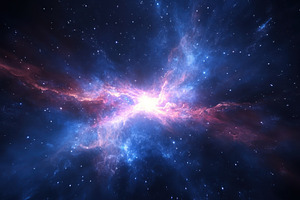 Vibrant cosmic nebula filled, a Photo by Pavel_design