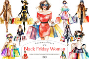 Black Friday Woman Shopping Clipart, an Illustration by DreamCafeArt (Thumbnail 1 of 6)