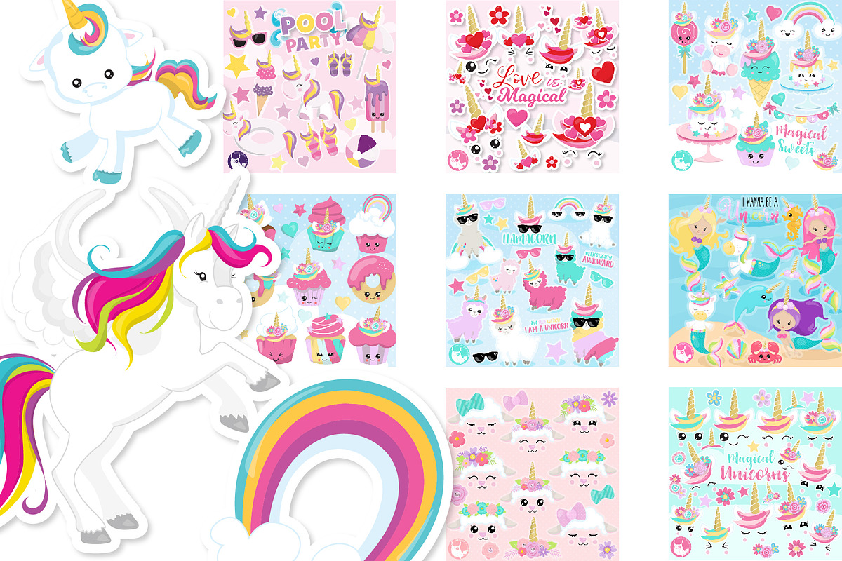 Mega Unicorn Graphics bundle, an Illustration by PrettyBundles (Photo 2 of 5)
