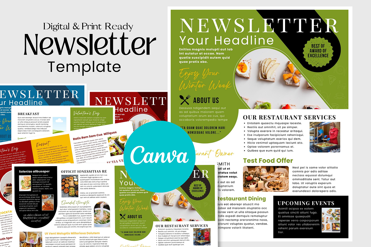 Canva Restaurant Newsletter Template