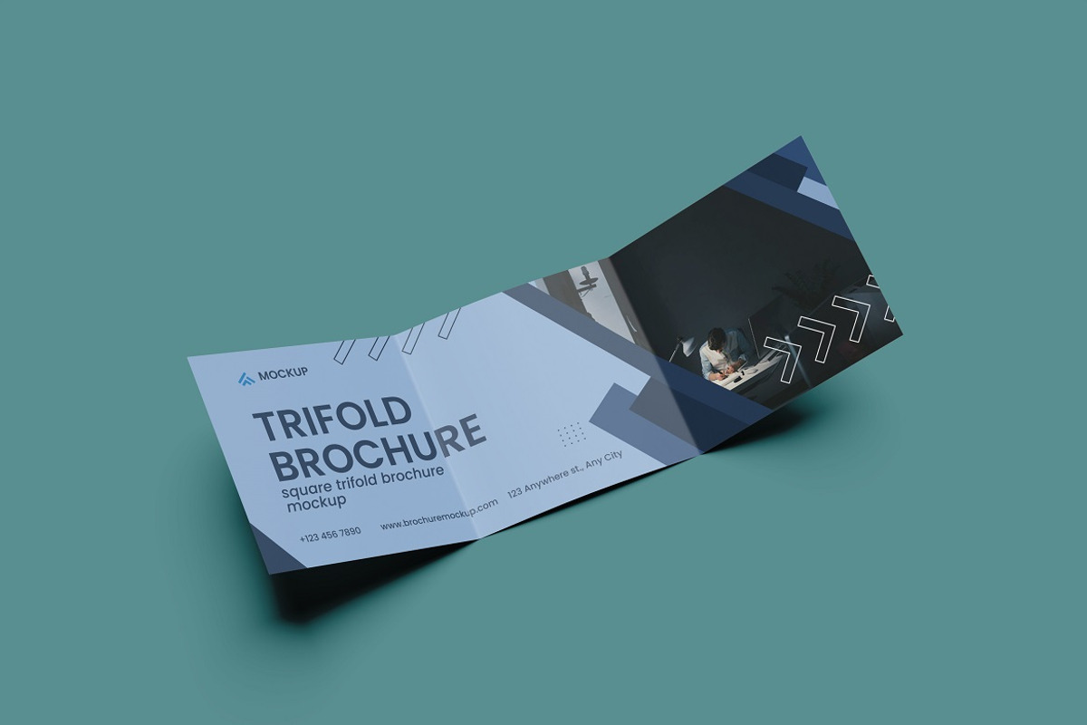 Square Trifold Brochure Mockup, an Advertising Mockup by YurnalisPerix (Photo 2 of 5)