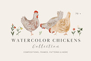 Watercolor Chickens Collection, an Animal Illustration by Jenteva Art (Thumbnail 1 of 18)