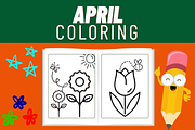 April Coloring Pages - Spring Color, a Templates & Theme by Premium Digital Templates (Thumbnail 3 of 3)