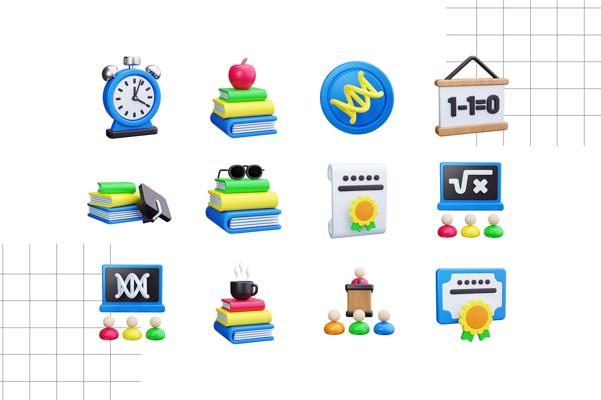 College 3D Icons, an Object 3D Model by HacaStudio (Photo 3 of 4)