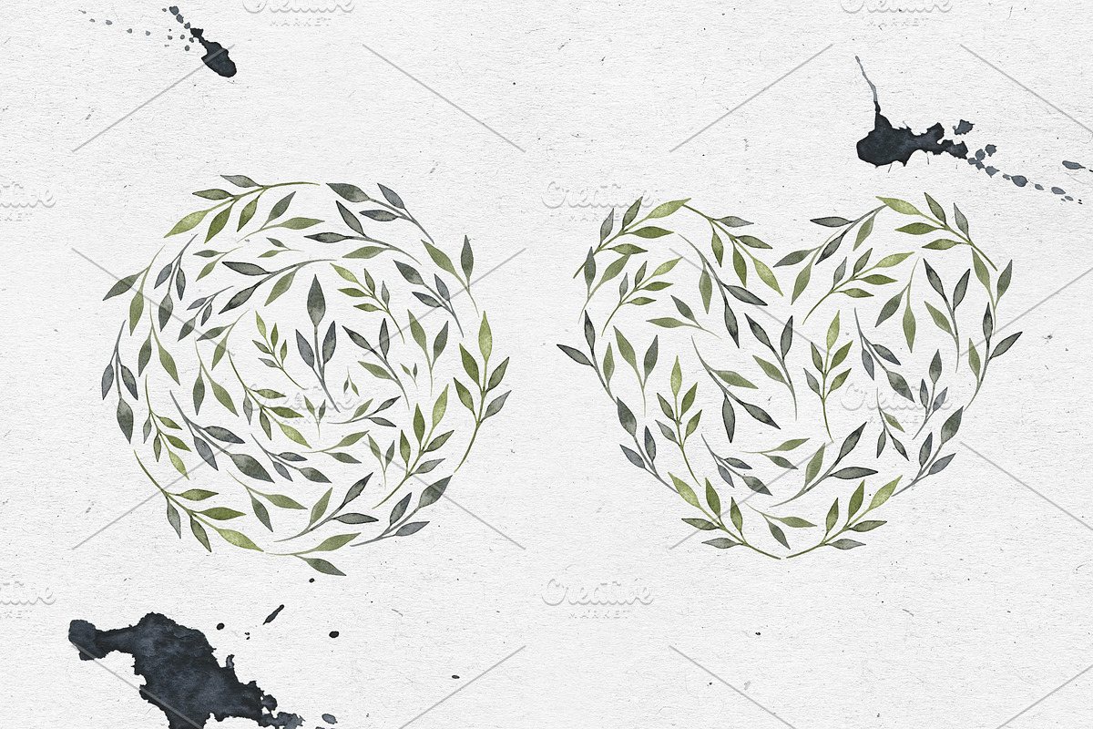 Leaves and watercolor shapes, a Decorative Illustration by Maria's little shop (Photo 6 of 10)