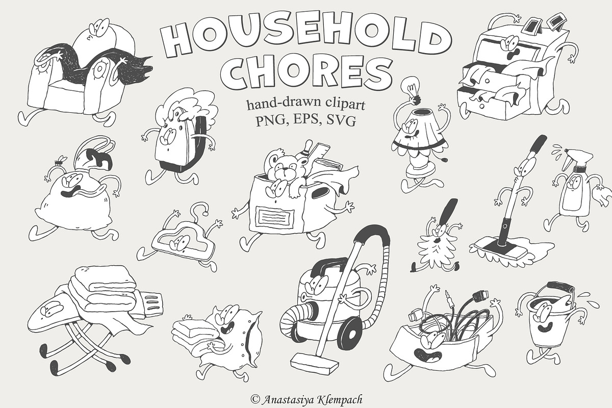 Funny Everyday Chores Doodles, an Illustration by Anastasiya Klempach (Photo 2 of 10)