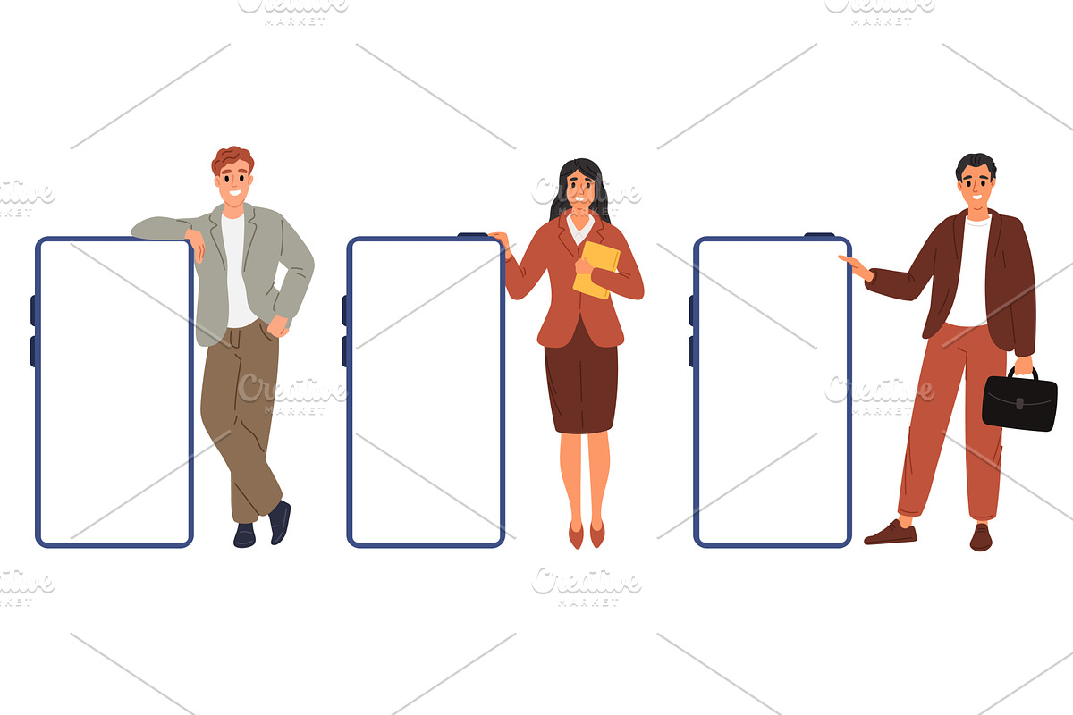 Businesspeople holding big, a Technology Illustration by Vectorbuum