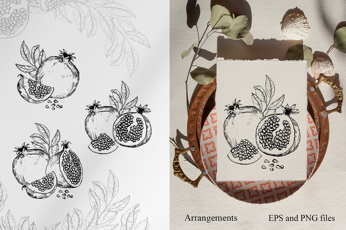 Black & white pomegranates, an Object Graphic by Jeanna Draw (Photo 4 of 8)