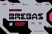 Bregas - Modern Stencil Font, a Sans Serif Font by Drizy (Thumbnail 1 of 10)