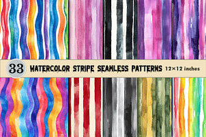 Watercolor Stripe Seamless Patterns, a Pattern Graphic by CitraGraphics