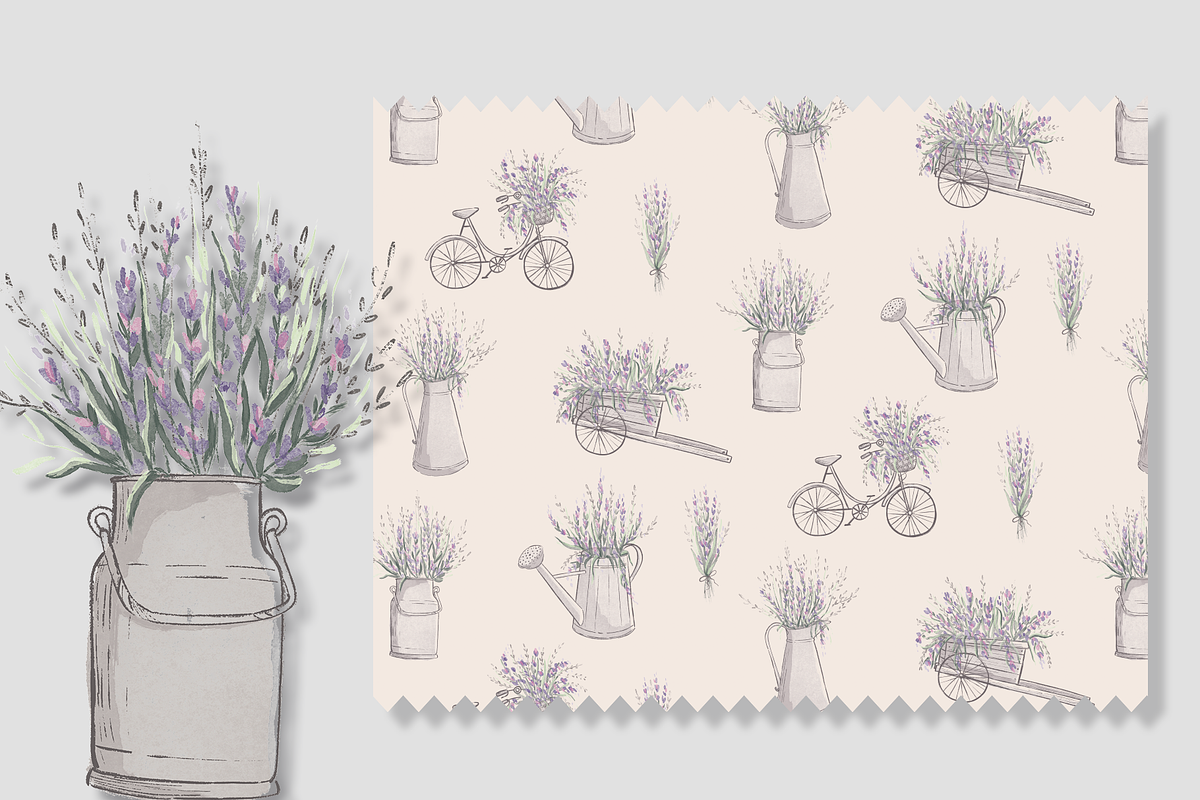 Watercolor Lavender Pattern, a Pattern Graphic by Lady Bruniere Design (Photo 5 of 14)