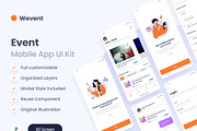 Wevent - Event Booking App UI Kit, an App Template by Ohaio (Thumbnail 1 of 7)