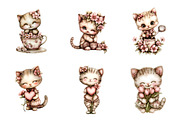Whimsical Spring Cats Clipart, an Illustration by SinaCreation (Thumbnail 2 of 11)