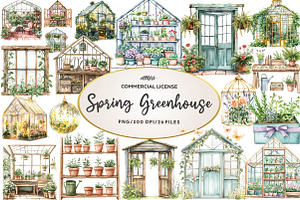 Spring Greenhouse Clipart, an Illustration by CreationArt