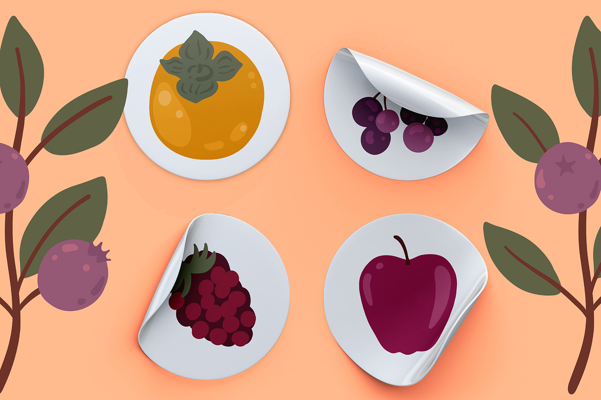 Botanical fruit clipart & frames, a Food Illustration by Carpet Tapete Pretzel (Photo 8 of 11)