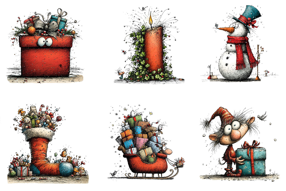 Whimsical Christmas Clipart, an Illustration by designcity5 (Photo 3 of 5)