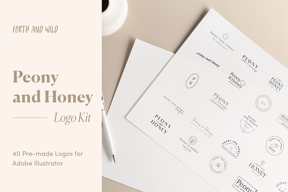 Peony and Honey Modern Logo Kit, a Branding & Logo Template by Forth and Wild (Photo 1 of 10)