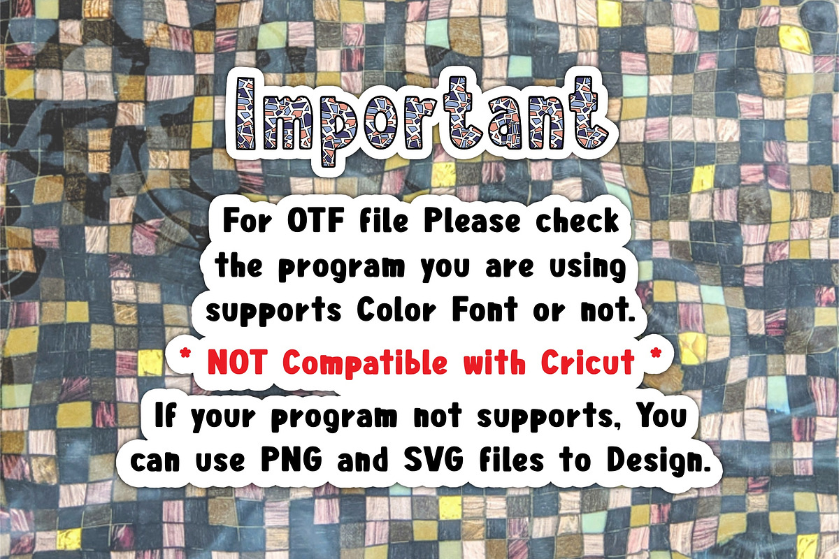 Mosaic Color OTF PNG SVG, a Symbol Font by DREAMs Soul G. (Photo 4 of 5)