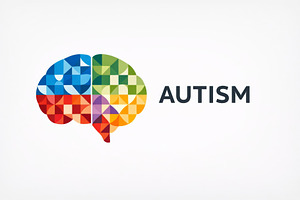 Colorful brain illustration for auti, a Photo by Dvoevnore photos