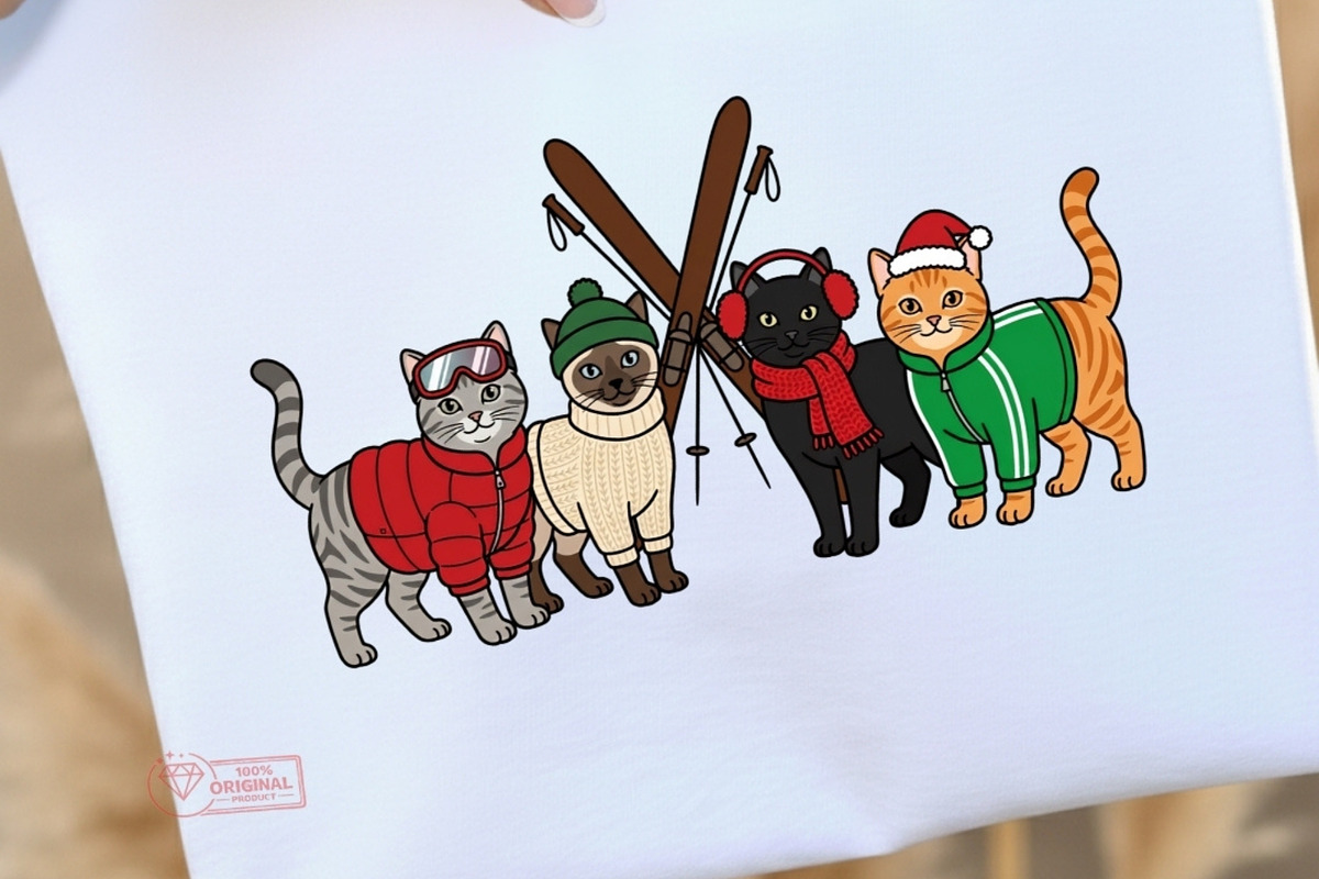 Christmas Cat Groups Clipart Bundle, a Seasonal Illustration by Tanya Kart (Photo 4 of 10)