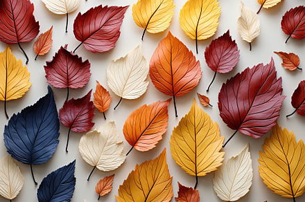 Vibrant autumn leaves set in white b, a Photo by SaroStock