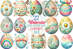 Cute Easter Eggs Sublimation Clipart, an Illustration by DreamCafeArt
