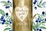 Blueberry gold. Watercolor clipart., an Illustration by LABFcreations (Thumbnail 2 of 6)
