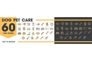 Dog pet care line icons, an Animal Illustration by Vector Tradition