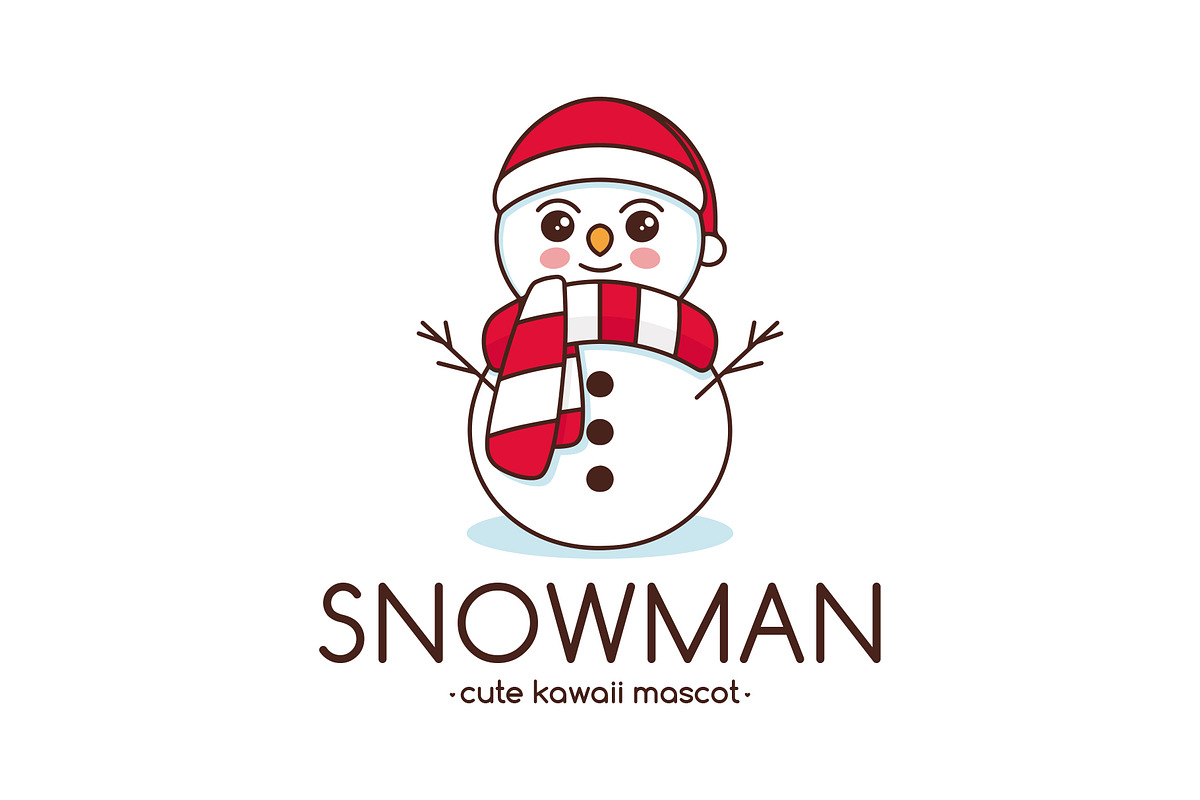 Snowman Cute Kawaii Logo Template, a Branding & Logo Template by vectorwithin (Photo 2 of 3)