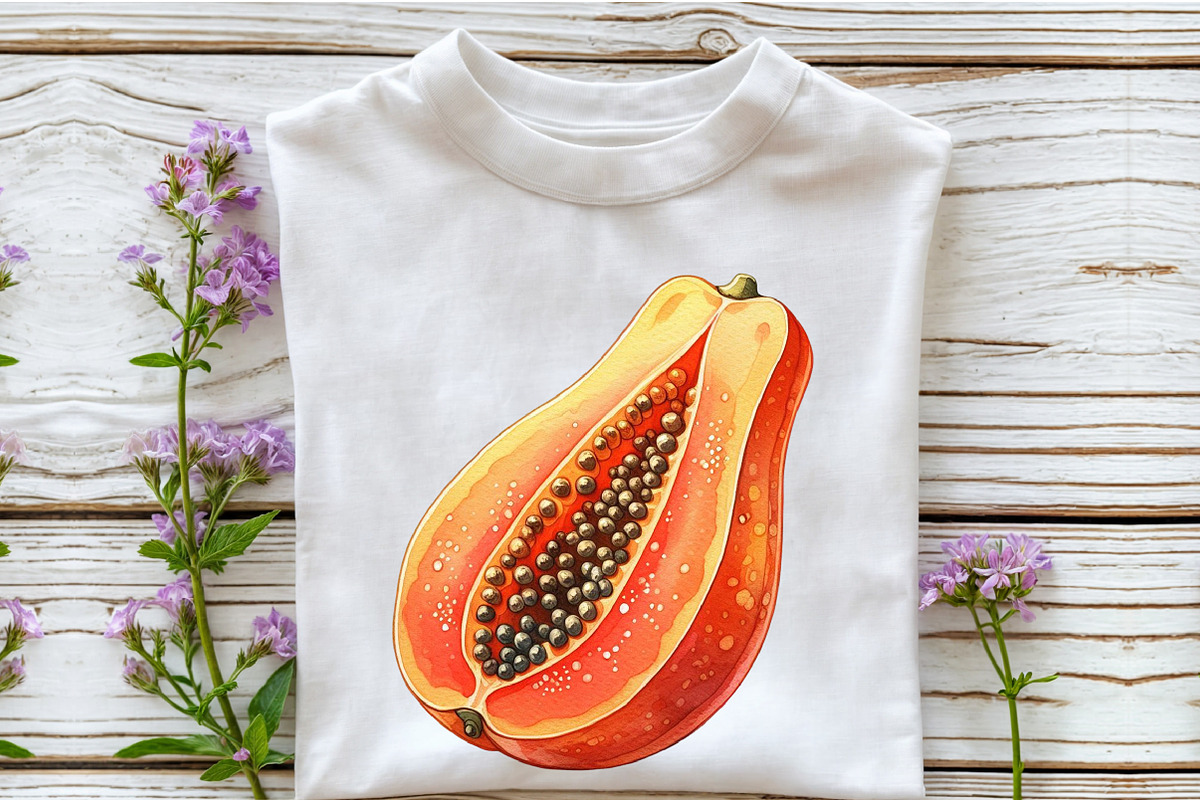 Watercolor Papaya Fruit Clipart, an Illustration by Rose Art (Photo 7 of 7)