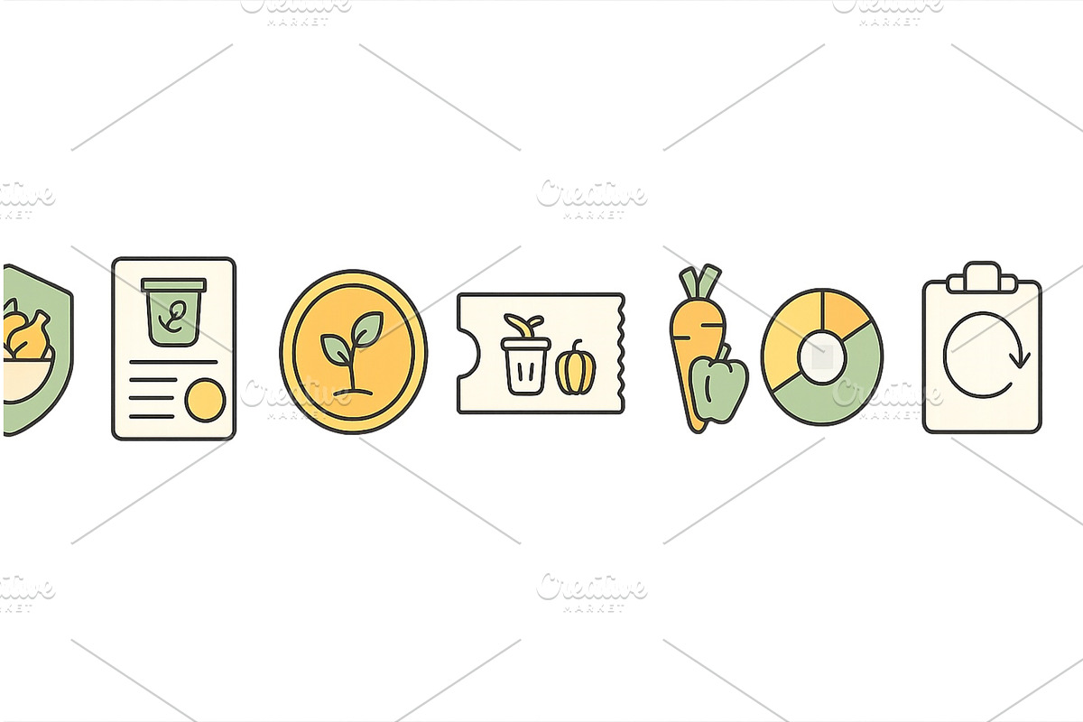 Icons representing sustainable food, a Food Illustration by ZinetroN