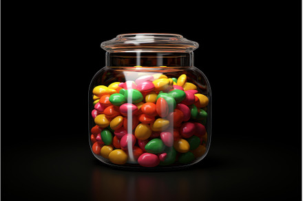 Colorful candy jar on black, a Food & Drink Photo by Ylivdesign