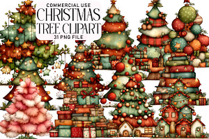 Christmas Tree Clipart, an Illustration by Daily.Designs