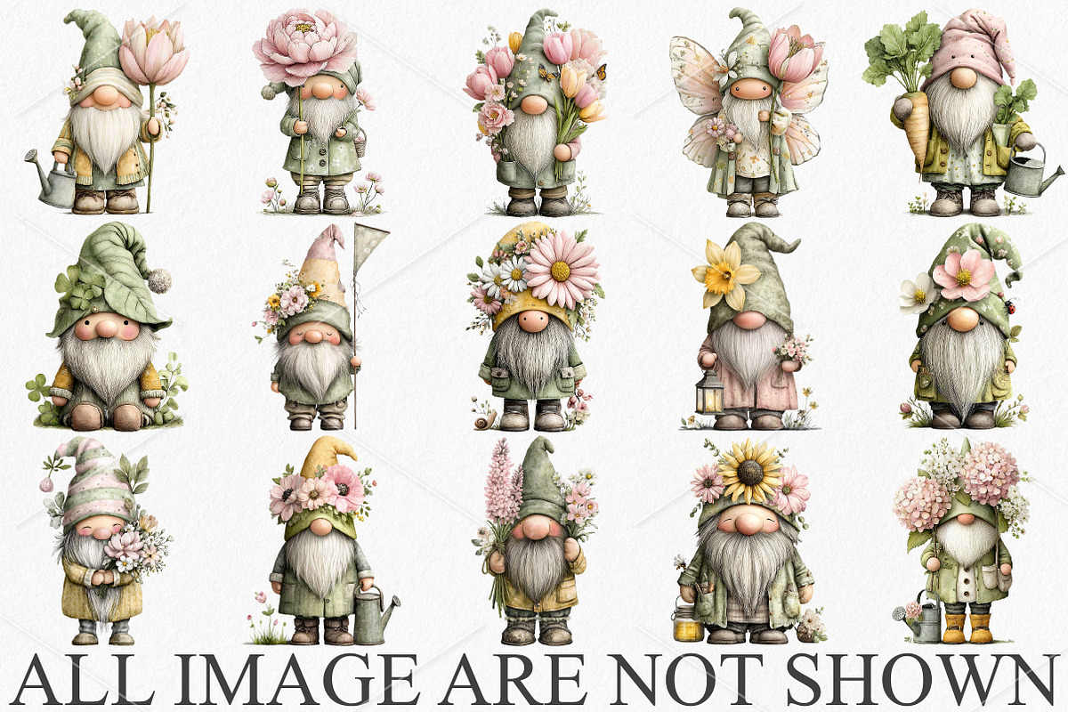 Cute Spring Gnomes Clipart Bundle, an Illustration by Canvas Craft (Photo 3 of 7)