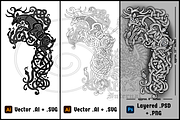 Viking Head Tattoo - Elk & Serpents, an Animal Illustration by Abysm Internal (Thumbnail 2 of 3)