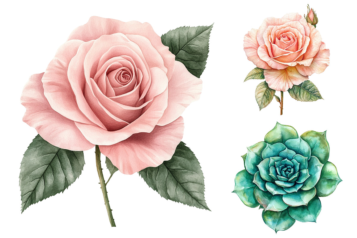Mixed Media Flowers Clipart, a Seasonal Illustration by CitraGraphics (Photo 5 of 5)