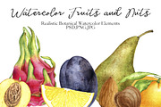 Watercolor Fruits and Nuts, an Object Graphic by cat_arch_angel (Thumbnail 1 of 6)