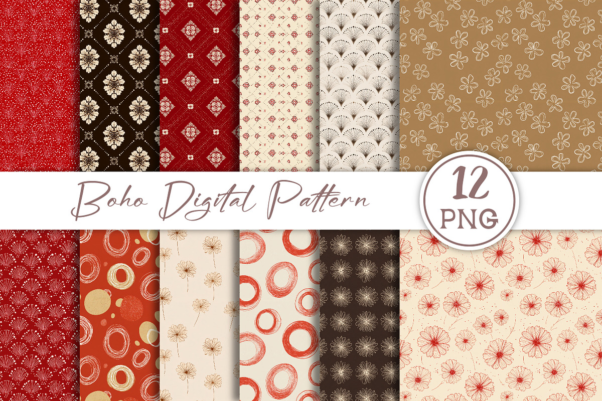 Boho Digital Pattern PNG, a Pattern Graphic by Libby Wishes (Photo 1 of 5)