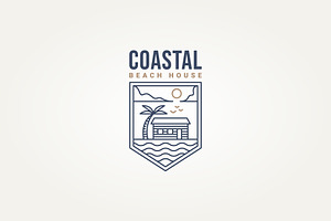 coastal beach house minimalist logo, a Branding & Logo Template by Blazybone