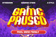 Game Paused - Pixel Game Family, a Sans Serif Font by Dharmas Foundry (Thumbnail 1 of 12)