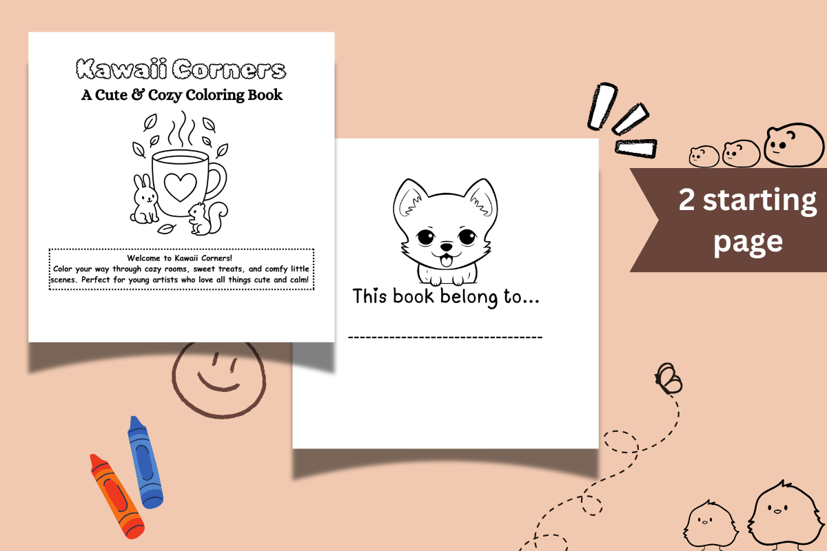 Kawaii Corners Coloring page –31 PNG, an Object Illustration by Smillyy Threads (Photo 3 of 9)