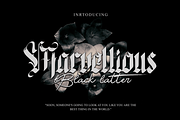 Marvellious - Blackletter Typeface, a Blackletter Font by Meizzaluna Design (Thumbnail 1 of 11)
