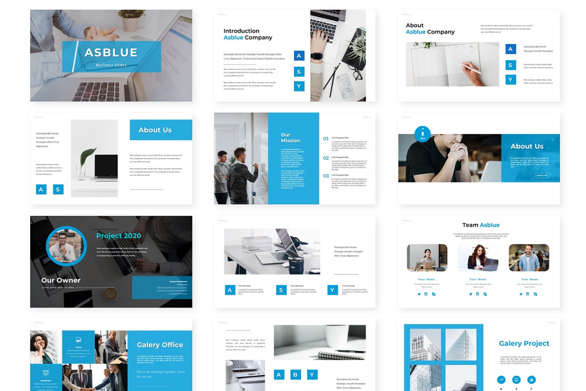 Asblue - Google Slides Template, a Presentation Template by AQR Studio