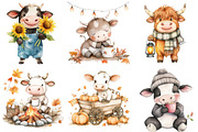 Watercolor Autumn Haighland Cow png, an Illustration by Watercolor design (Thumbnail 4 of 4)